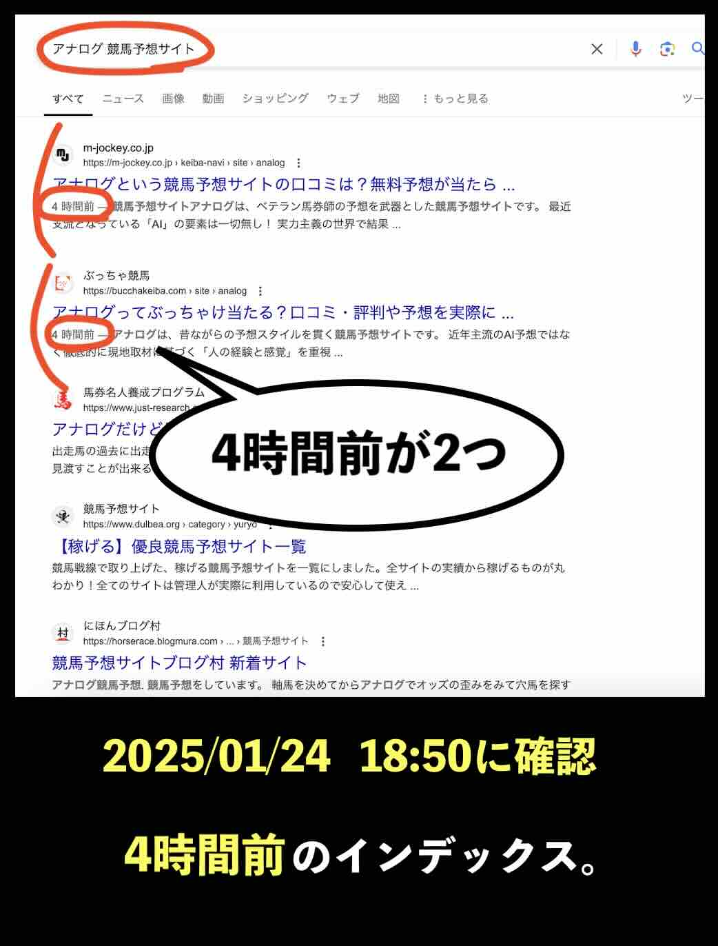 アナログのサイト情報検索結果